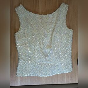 Vintage Sequin Sleeveless Top Fully Lined With Metal Zipper
